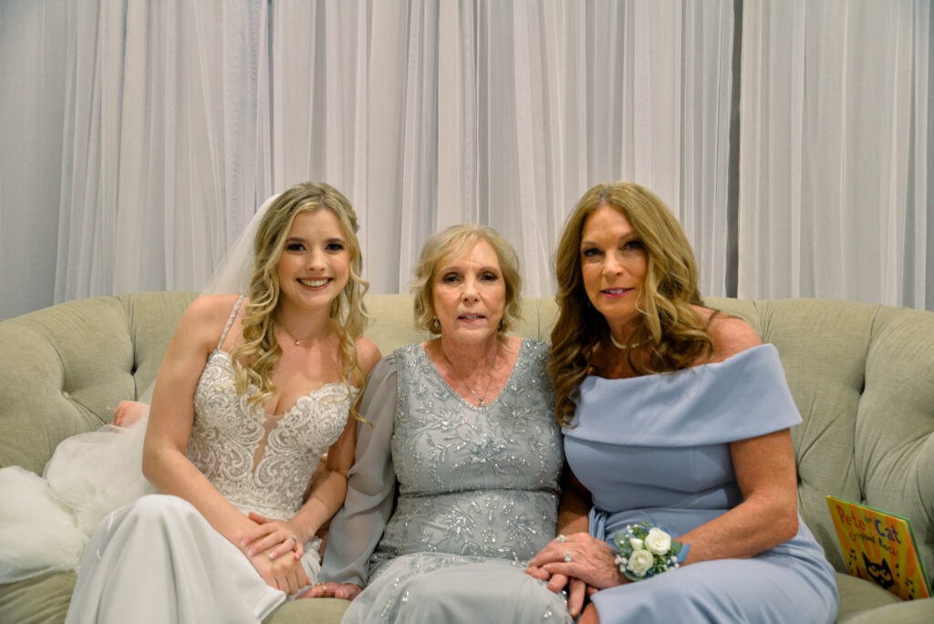 Mom, Bride, and Grandma posing together at Scenic Hills Country Club Wedding
