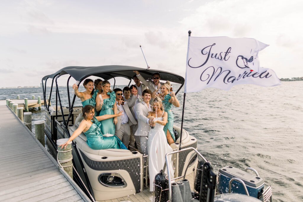 Popping Champagne on a boat