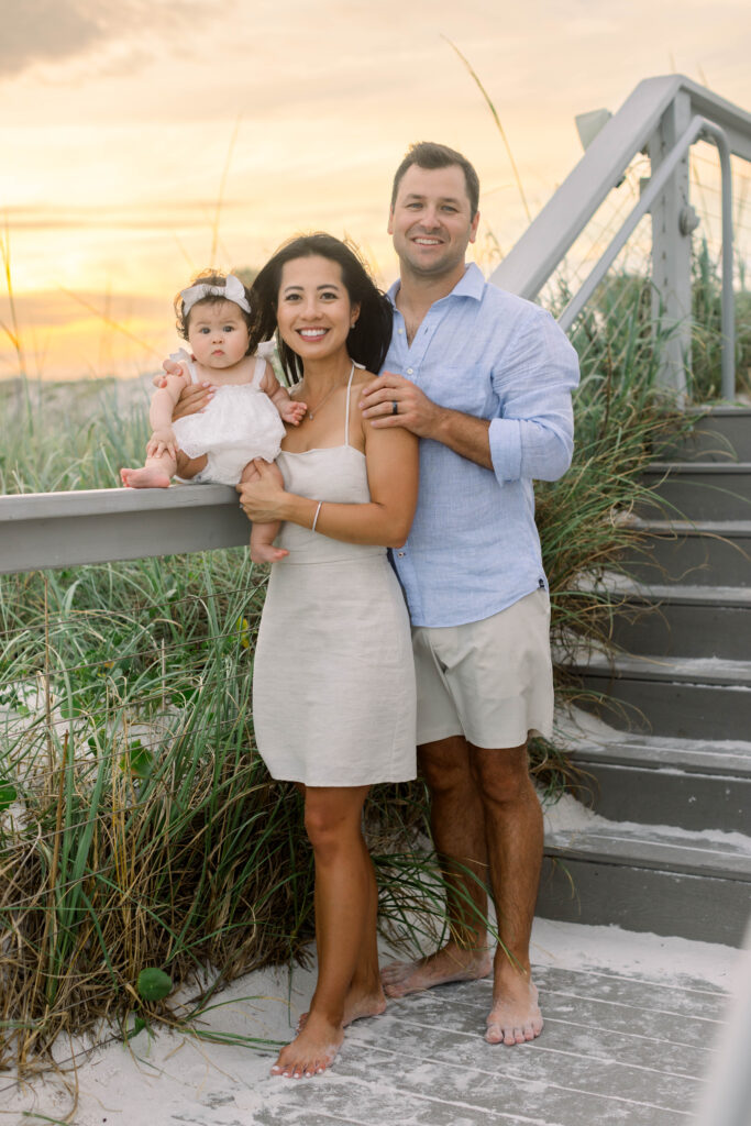 Family photos in Destin, Florida with the sunset