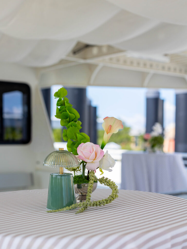 Flowers on a table at a pensacola commercial shoot
